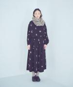 ビスコースリネンフラワー刺繍スカート